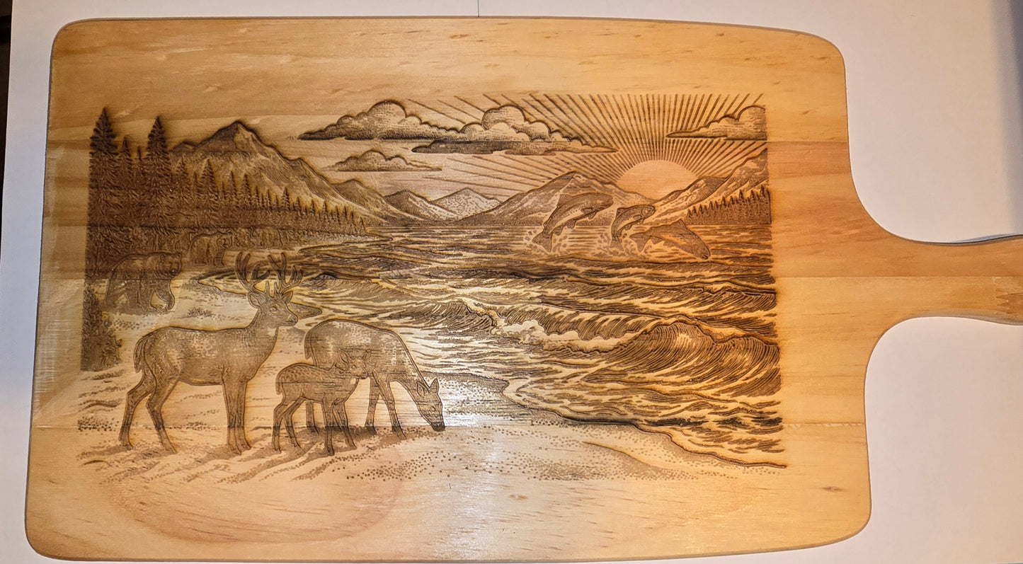 Water and Wildlife Charcuterie Board Two Sided