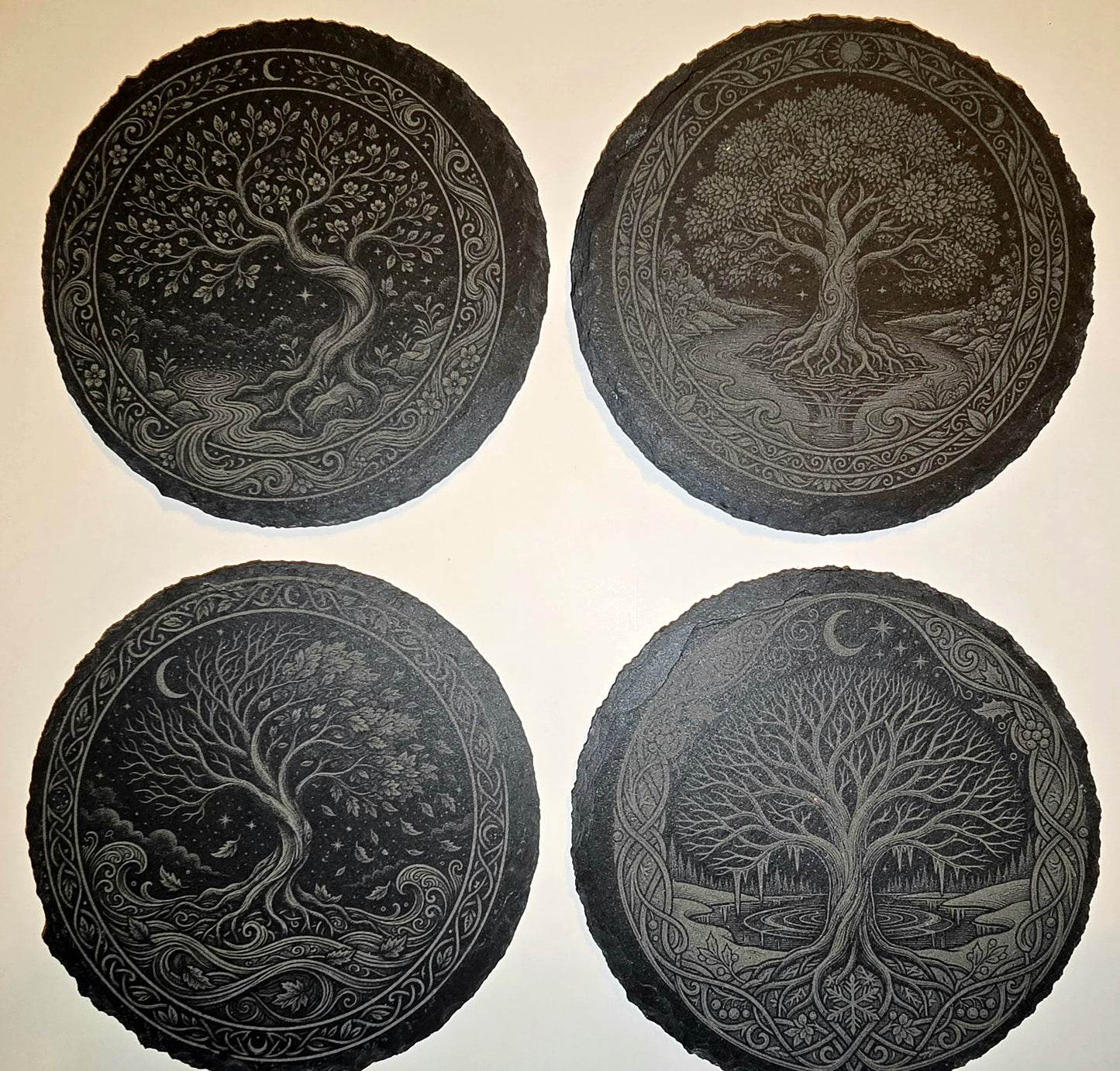 Four Seasons Tree of Life slate coasters