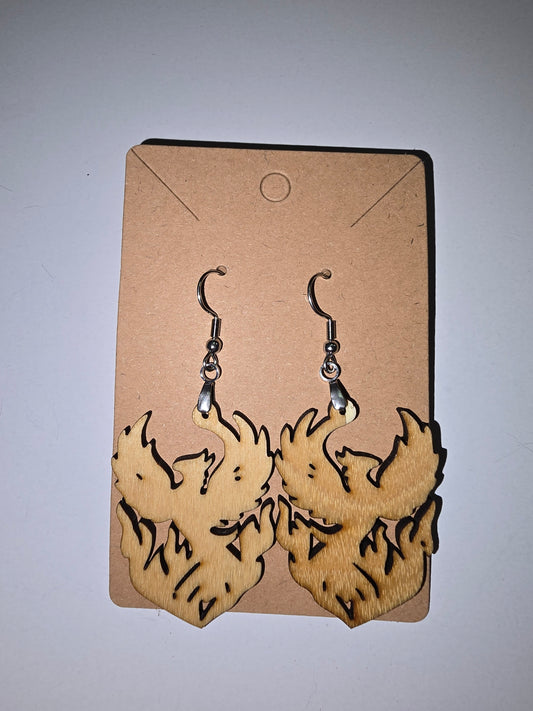 Laser cut wood coral earrings