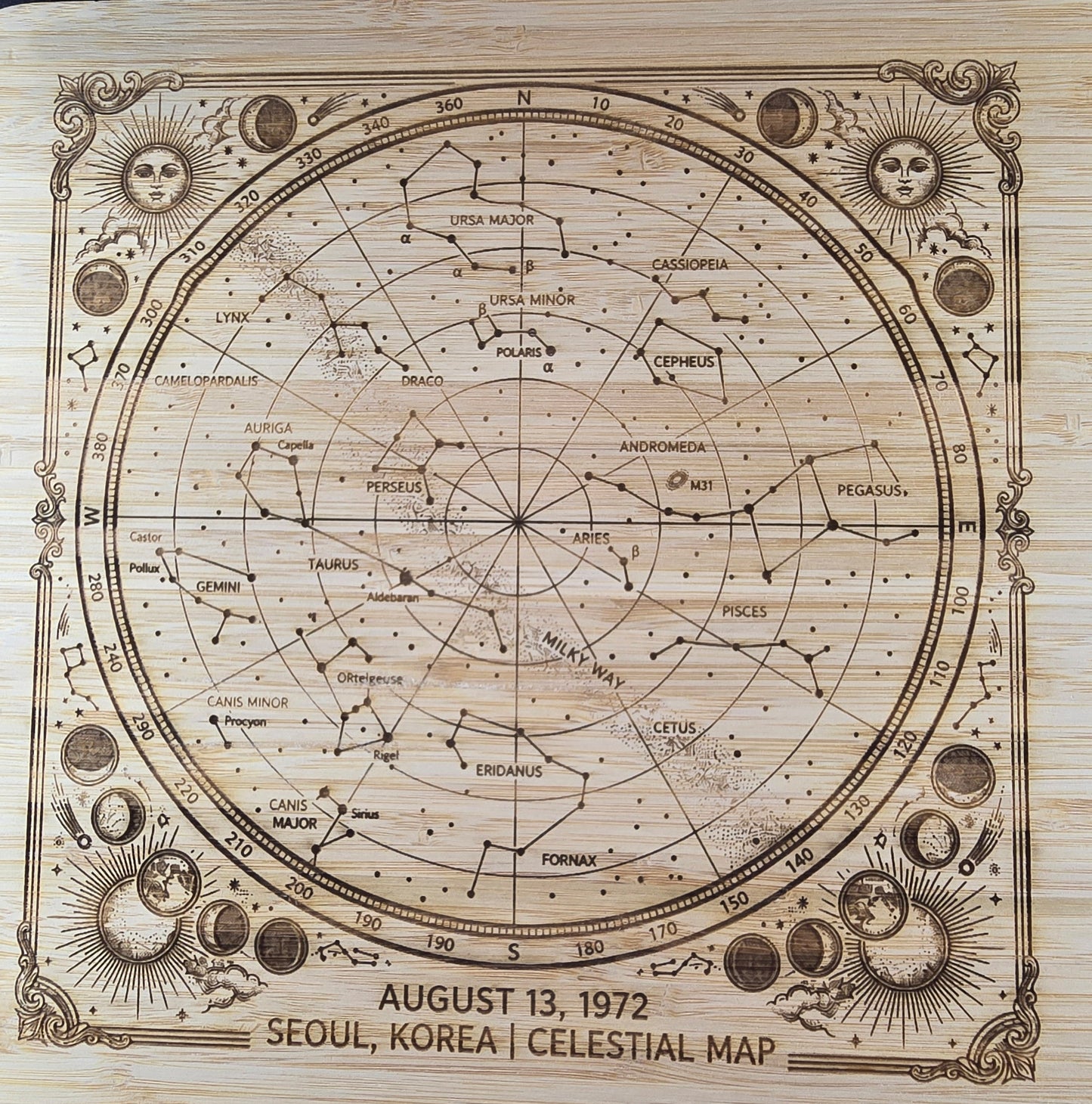 Custom Star Chart Charcuterie Board Two Sided