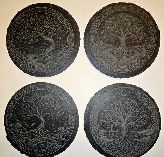 Four Seasons Tree of Life slate coasters