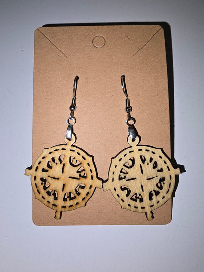 Laser Cut navigator wheel Earrings