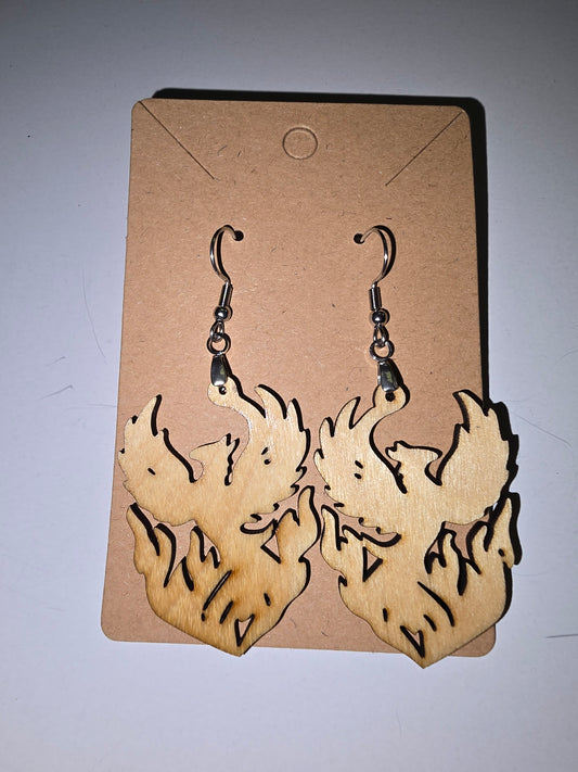 Laser cut wood coral earrings