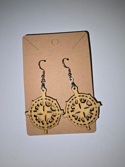 Laser Cut navigator wheel Earrings