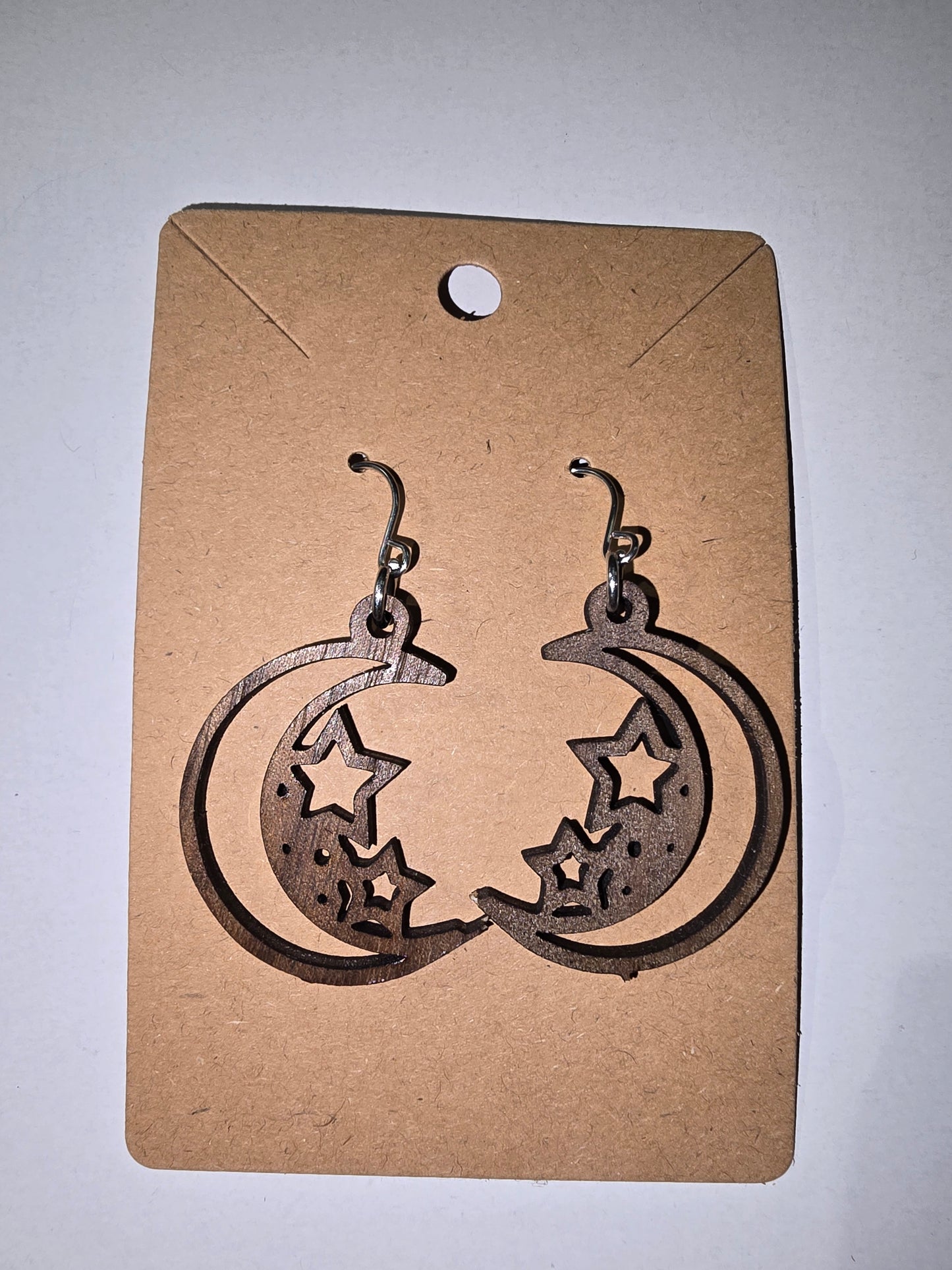 Laser cut moon earrings
